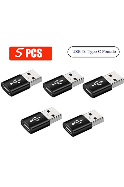 Choice4 5 قطع محول USB 3.0 أسود إلى Type C OTG، محول من USB C أنثى إلى USB A ...