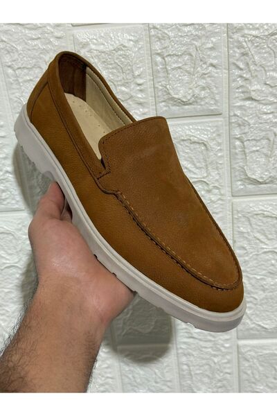 Greyybull Shoes Tan Nubuck Leather Men's Loafer Shoes