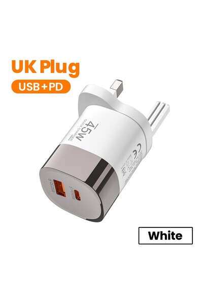 Choice5 شاحن جداري سريع بمنفذين USB من النوع C بقوة 45 واط مع تقنية QC PD 3.0...