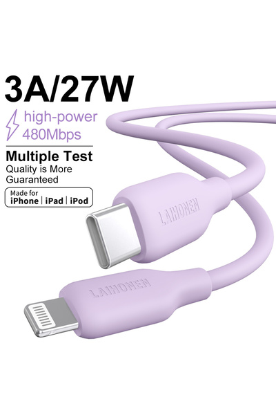 Choice10 كابل شحن سريع USB-C إلى Lightning بطول 1 متر، 27 واط، أرجواني، معتمد...