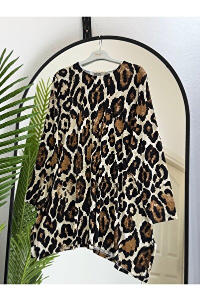 ÖZNE BUTİK Γυναικείο χτενισμένο βαμβακερό τουνίκ μεγάλου μεγέθους 100% βαμβακ...