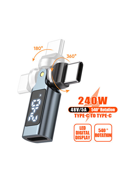 Choice Type-C to Type-C PD240W 540 Rotation Adapter OTG Digital Display 5A Fa...