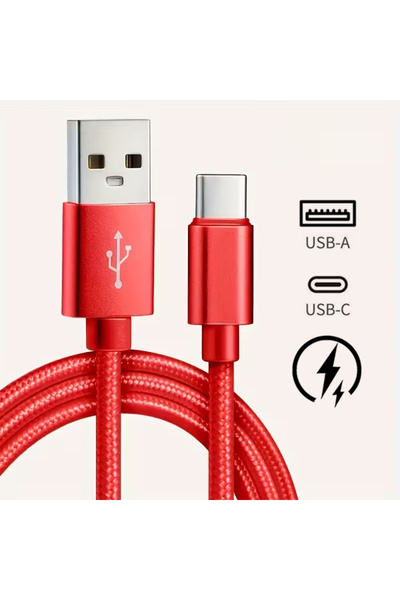 Choice9 1m Red USB Type C Fast Charging Cable For Redmi POCO Honor Nylon Brai...
