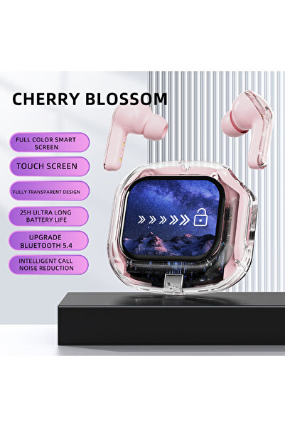 Choice1 سماعات أذن لاسلكية وردية اللون متوافقة مع تقنية البلوتوث، شاشة LCD مل...