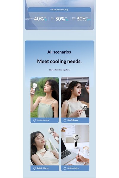 OrienCare مروحة يحافظ على البرودة يدوية محمولة بشاشة رقمية، مروحة شخصية خفيف للسفر والاستخدام اليومي