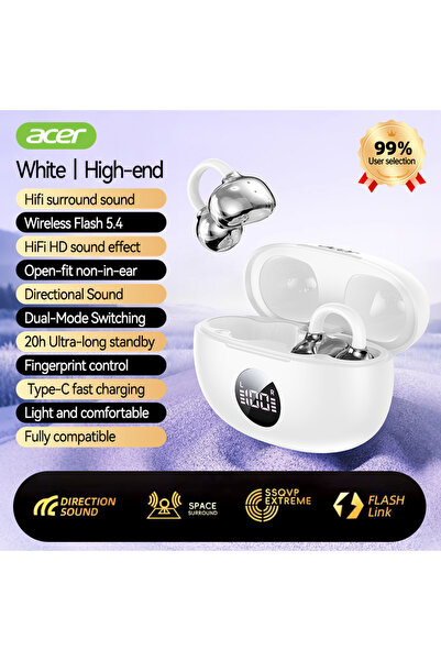 Choice WHITE Acer Ohr577 Wireless Bluetooth Headphones with Ear Clip Design, ...