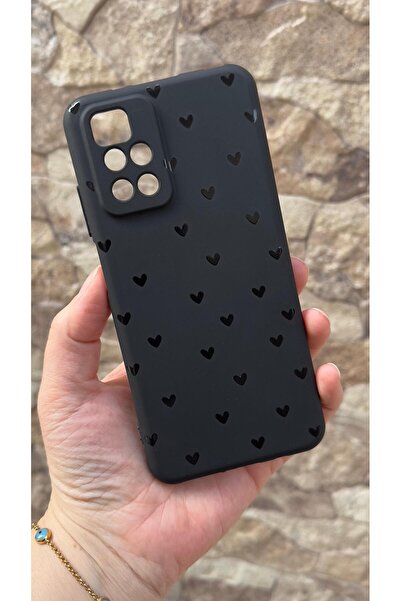 Vip Case Redmi 10 2022 Uyumlu Mini Siyah Kalp Desenli Silikon Darbe Emici Kla...