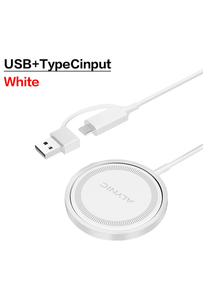 choice2 شاحن لاسلكي مغناطيسي أبيض من نوع USB-C من VIKEFON، محطة شحن سريعة لهو...