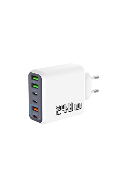 choice2 EU White 6 Ports USB C PD Charger 240W Quick Charge 3.0 Type C USB Ph...