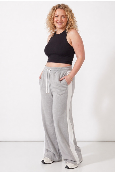 DAXİS Sportwear Company Women's White Striped Baggy Sweatpants