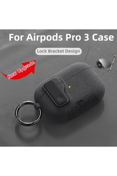 Choice غطاء حماية جديد رمادي اللون لسماعات AirPods Pro 3 مع قفل آمن وحماية كا...
