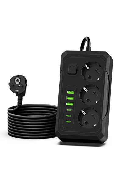 Choice1 EU Plug L036-hei 9-in-1 EU Power Strip with 3 AC Outlets & 6 USB Port...
