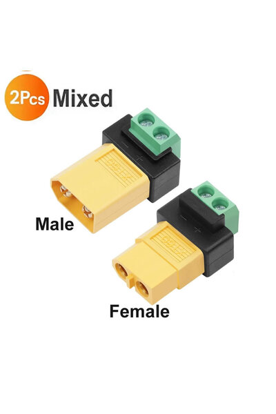 Choice Mixed - 2pcs 2-Pin Terminal Solderless to XT60 Male Female Adapter Cha...