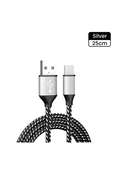 Choice1 كابل USB-C إلى Type-C قصير بطول 30 سم، فضي اللون، يدعم الشحن السريع ب...