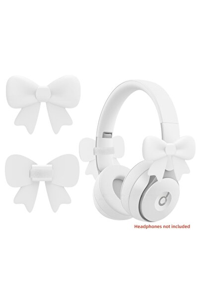 Choice1 WHITE 2pcs 3D Silicone Bow Headphone Decoration,Cute Earphone Decorat...