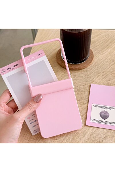 Choice34 Galaxy Z Flip 7 Pink Real Shooting Solid Color Hinge Protective Phon...