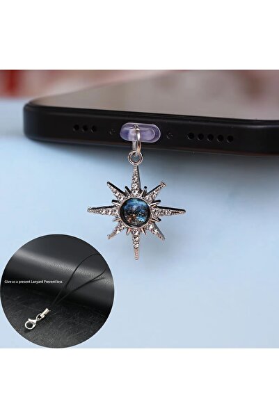 Choice3 B for Type-C Space-Themed Star and Moon Sparkling Diamond Phone Dust ...