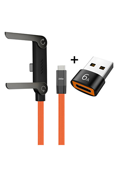 Choice1 كابل شحن USB-C برتقالي اللون بقوة 240 واط مع دعم OTG، كابل PD من النو...