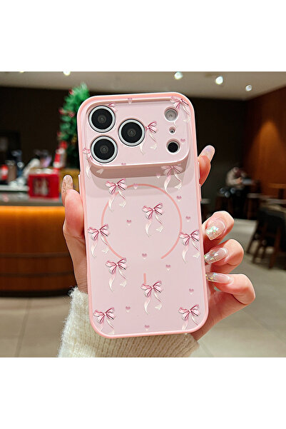 Choice11 iPhone17 Pro Max A726 Pink Bowknot Print Magnetic Phone Case For iPh...