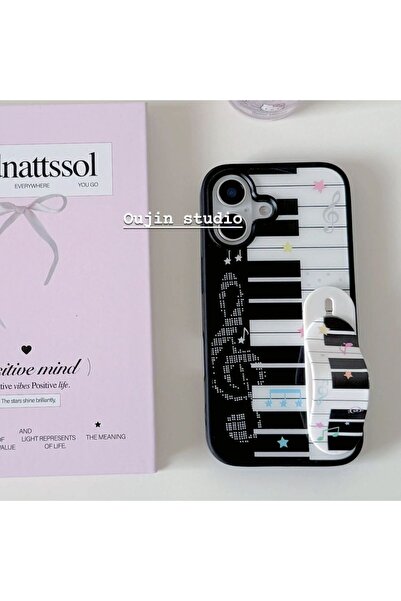 Choice23 جراب هاتف آيفون 16 بتصميم كوري أنيق وفريد على شكل لوحة مفاتيح بيانو ...