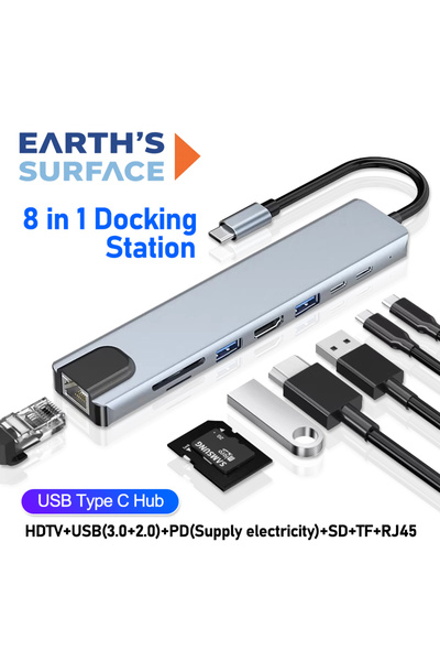 Choice محول يو إس بي سي 8 في 1، من النوع سي 3.1 إلى HDMI متوافق مع 4K، مع منف...