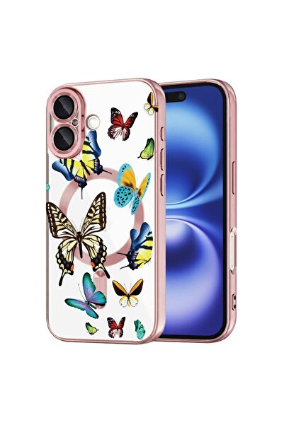 bestcase Πολυτελής Θήκη MagSafe, Συμβατή με Apple iPhone 16, Πεταλούδες σε Όμ...