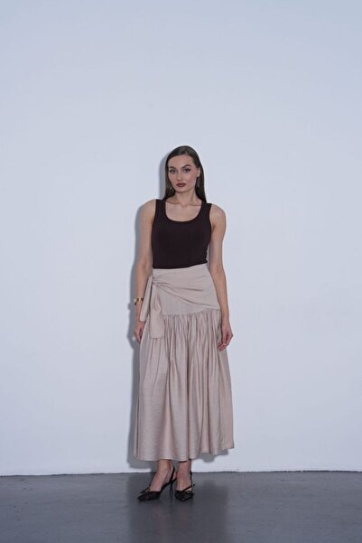 EEES KADIN BOHO ZARİF GÜNDELİK MAXİ ASTARLI BAĞLAMALI ETEK