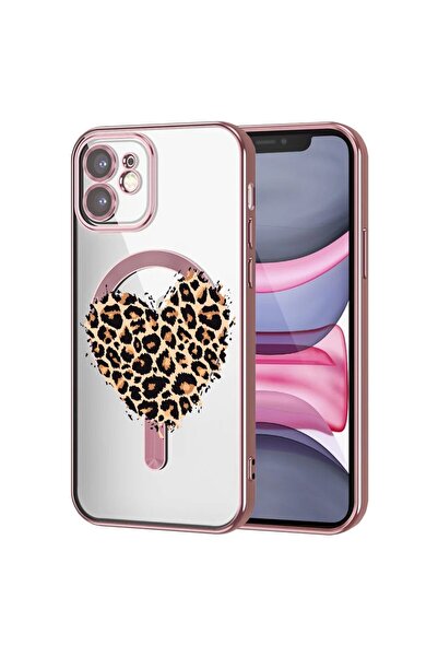 bestcase Husa Luxury MagSafe, Συμβατό με Apple iPhone 11, Καρδιά Λεοπάρ, Εξαι...