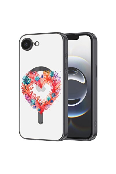 bestcase Husa Luxury MagSafe, Compatibila Apple iPhone 16e, Inima coral, Ultr...