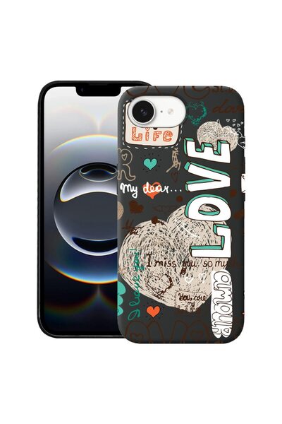 bestcase Калъф за Apple iPhone 16e, Премиум тънък силиконов 1.2ММ, Love, Микр...