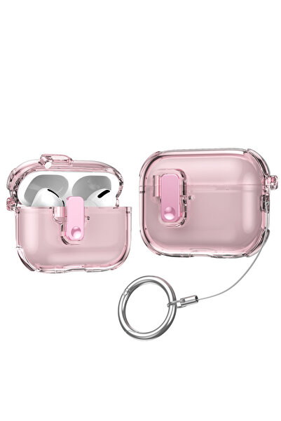choice2 غطاء شفاف وردي لسماعات AirPods Pro 3 مع طقم تنظيف وقفل آمن، غطاء شفاف S