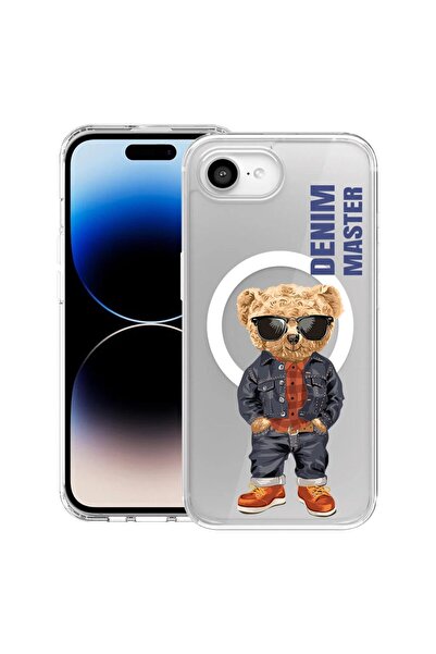 bestcase Husă pentru Apple iPhone 16e cu Design Denim Master - Ursuleț de plu...