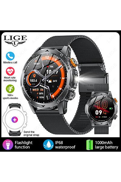Choice3 ساعة LIGE الذكية الجديدة للرجال بحزام شبكي أسود، بطارية كبيرة السعة 1...