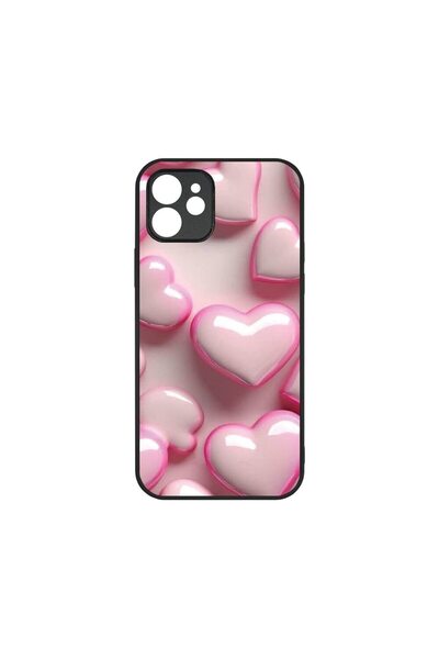 bestcase Husa Slim Glassy, Συμβατό με Apple iPhone 12, Γλυκά Καρδιάκια, Χρώμα...