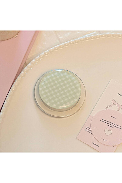 choice2 Green Gingham Cream Gingham Magnetic Phone Grip Stand for iPhone 16 1...