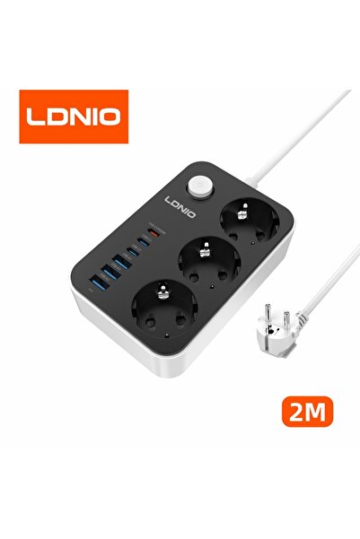 Choice Grey with black LDNIO EU Power Strip 3 AC Outlets 6 USB Ports Charging...