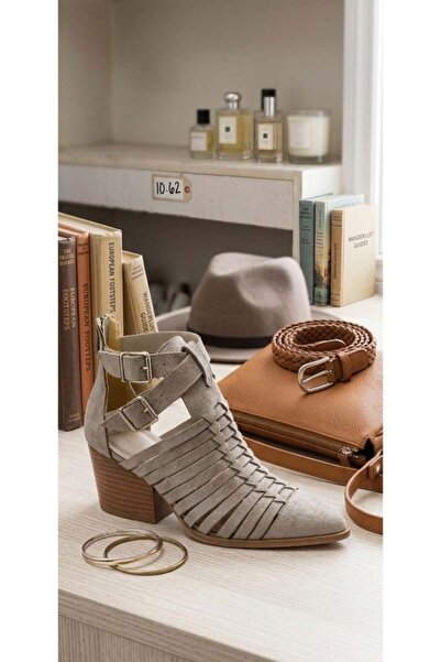 VESS MODA Χοντρό τακούνι, διπλή αγκράφα, σουέντ καλοκαιρινές μπότες, παπούτσι...