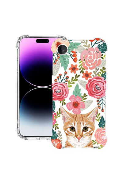 bestcase Θήκη για Apple iPhone 16e, Αντικραδασμική 1.5MM, Γάτα και Λουλούδια,...