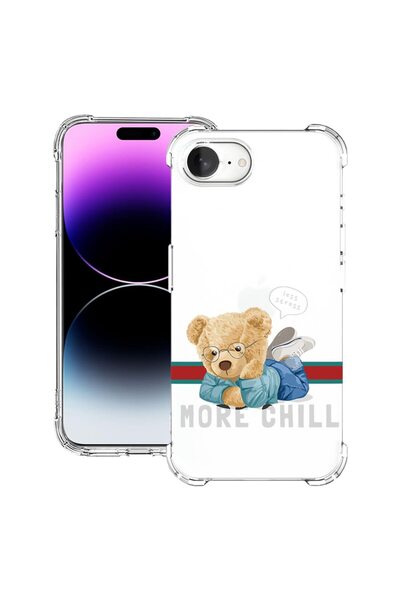 bestcase Калъф за Apple iPhone 16e, Противоударен 1.5ММ, More Chill Teddy Bea...