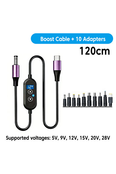 choice2 10 adapters USB C to DC Power Boost Cable 5V/9V/12V/15V/20V/28V Boost...