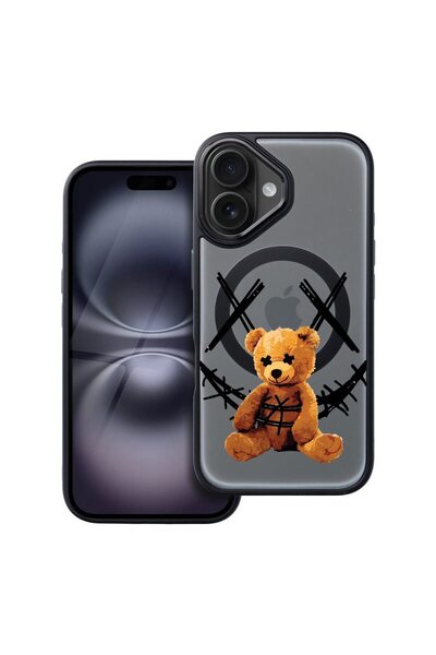 bestcase Husa Compatibila cu Apple iPhone 16 cu Design Teddy Bear Smile, Shoc...
