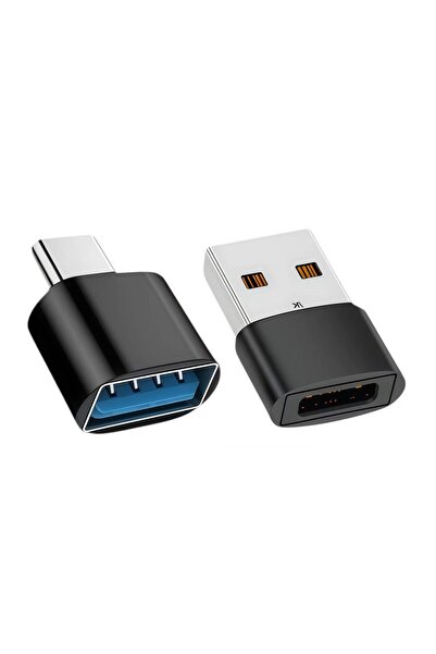 Choice1 محول USB إلى Type-C أسود (قطعتان) - محول USB أنثى إلى Type-C ذكر للشح...