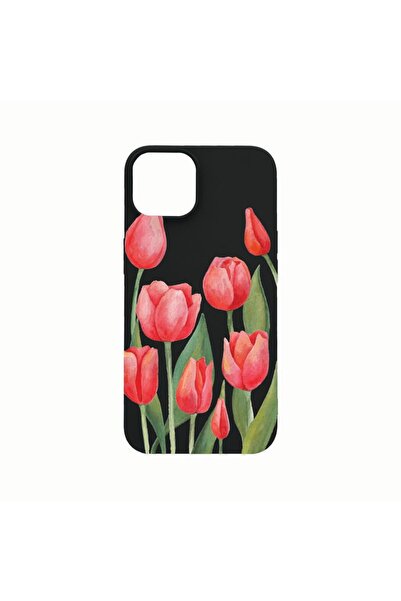 bestcase Θήκη σιλικόνης, Συμβατή με Apple iPhone 14, Κόκκινες τουλίπες, ανθεκ...