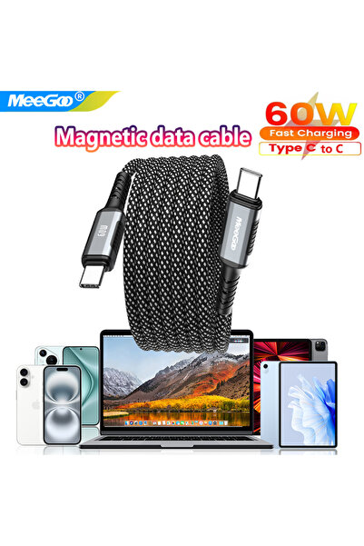 Choice كابل شحن مغناطيسي سريع MeeGooPD بقوة 60 واط، كابل من النوع C إلى C مضا...