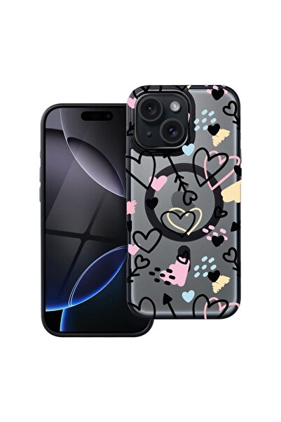 bestcase Θήκη συμβατή με Apple iPhone 12 με σχέδιο με σύμβολα αγάπης, Αντικρα...