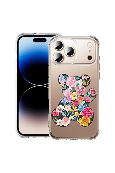 bestcase Калъф за Apple iPhone 17 Pro Max с дизайн Теди мече и цветен десен, ...