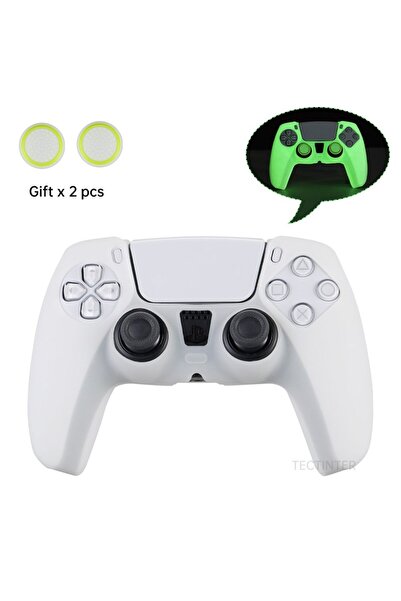 Choice غطاء سيليكون أخضر مضيء لوحدة تحكم PS5 مع أغطية عصا التحكم وغلاف واقي ل...