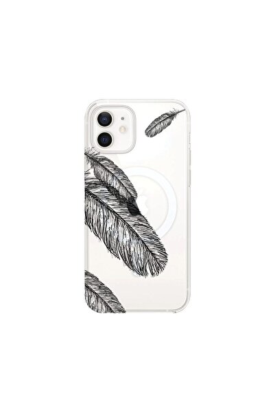 bestcase Husa MagSafe Anti Shock, Compatibila Cu Apple iPhone 12, Feathers BW...