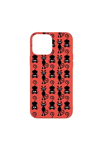 bestcase Θήκη σιλικόνης, Συμβατή με Apple iPhone 13 Pro Max, Μαύρη γάτα, ανθε...