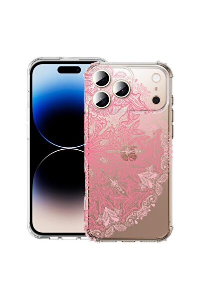 bestcase Husă pentru Apple iPhone 17 Pro cu Design Dantelă Roz, Antișoc, Colț...